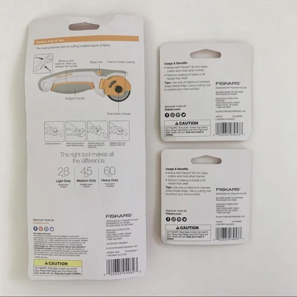 Fiskars Easy Change Titanium Rotary Cutter Bundle with 4 Extra Blades NEW!! - Picture 2 of 2